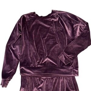 Victoria's Secret Ribbed Velour Lounge Top Womens M Purple Y2K Velvet Burnout